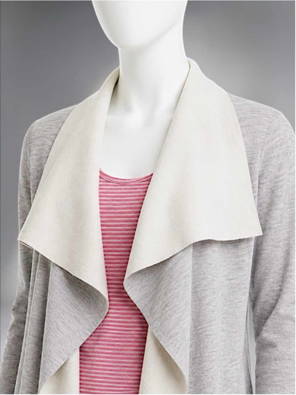Jolie Heathered Gray Open Waterfall Raw Hem Cardigan